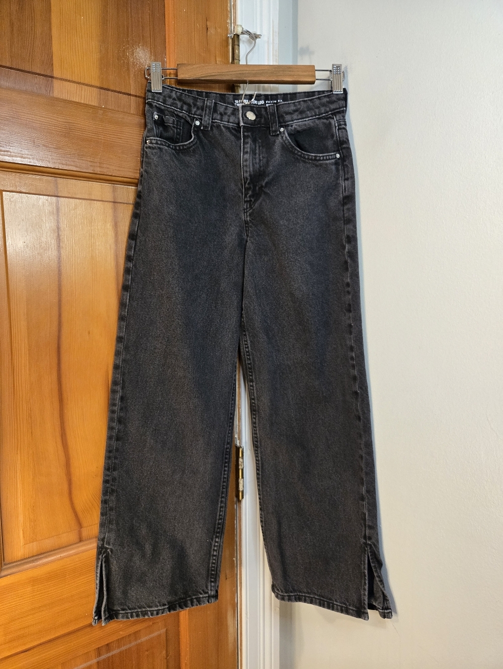 Boys Distressed Black Wide-Leg Jeans Sz 10-11 Years
